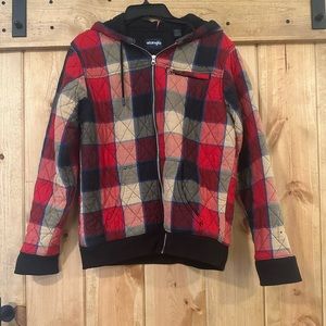 Wrangler quilted flannel zip up hoodie